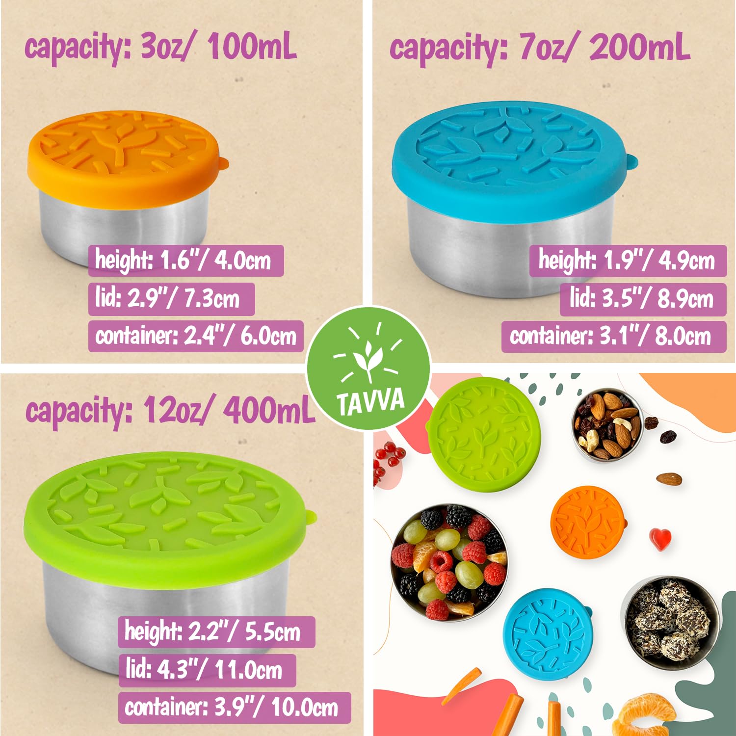 TAVVA leakproof silicone lid provides secure seals for kids meals