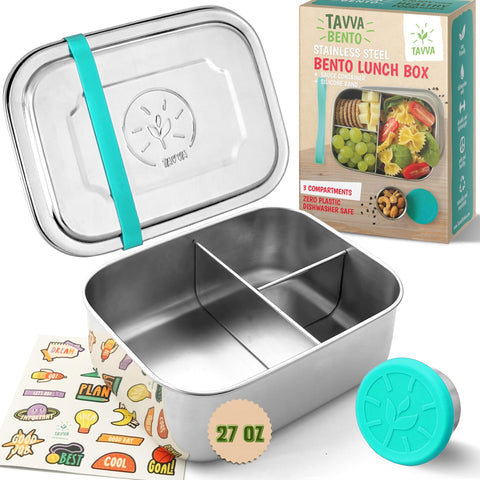 TAVVA stainless steel bento-box kid 27oz, ready for school lunches.