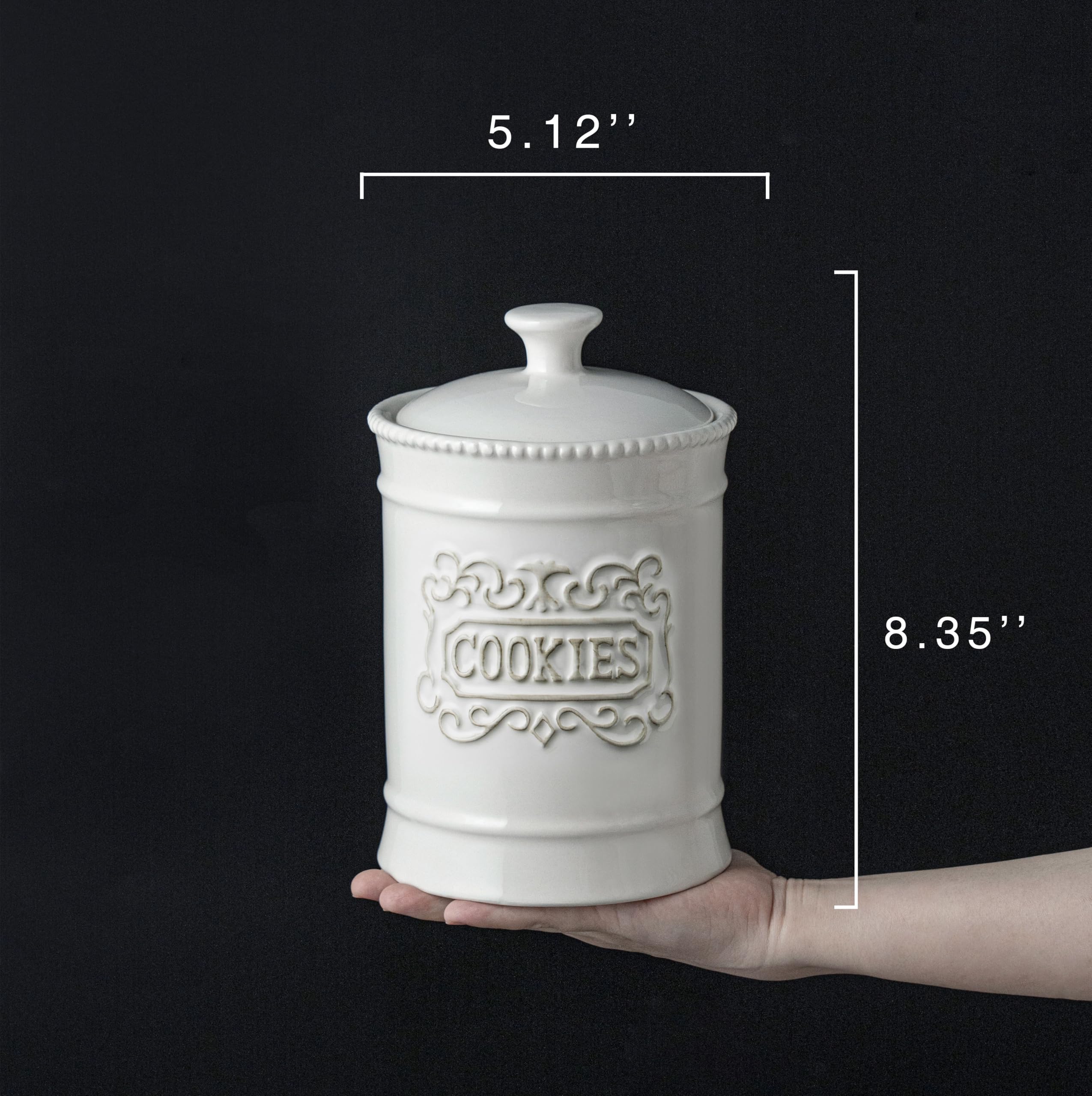 TAWCHES cookie jar on counter showcasing timeless kitchen decor and storage.