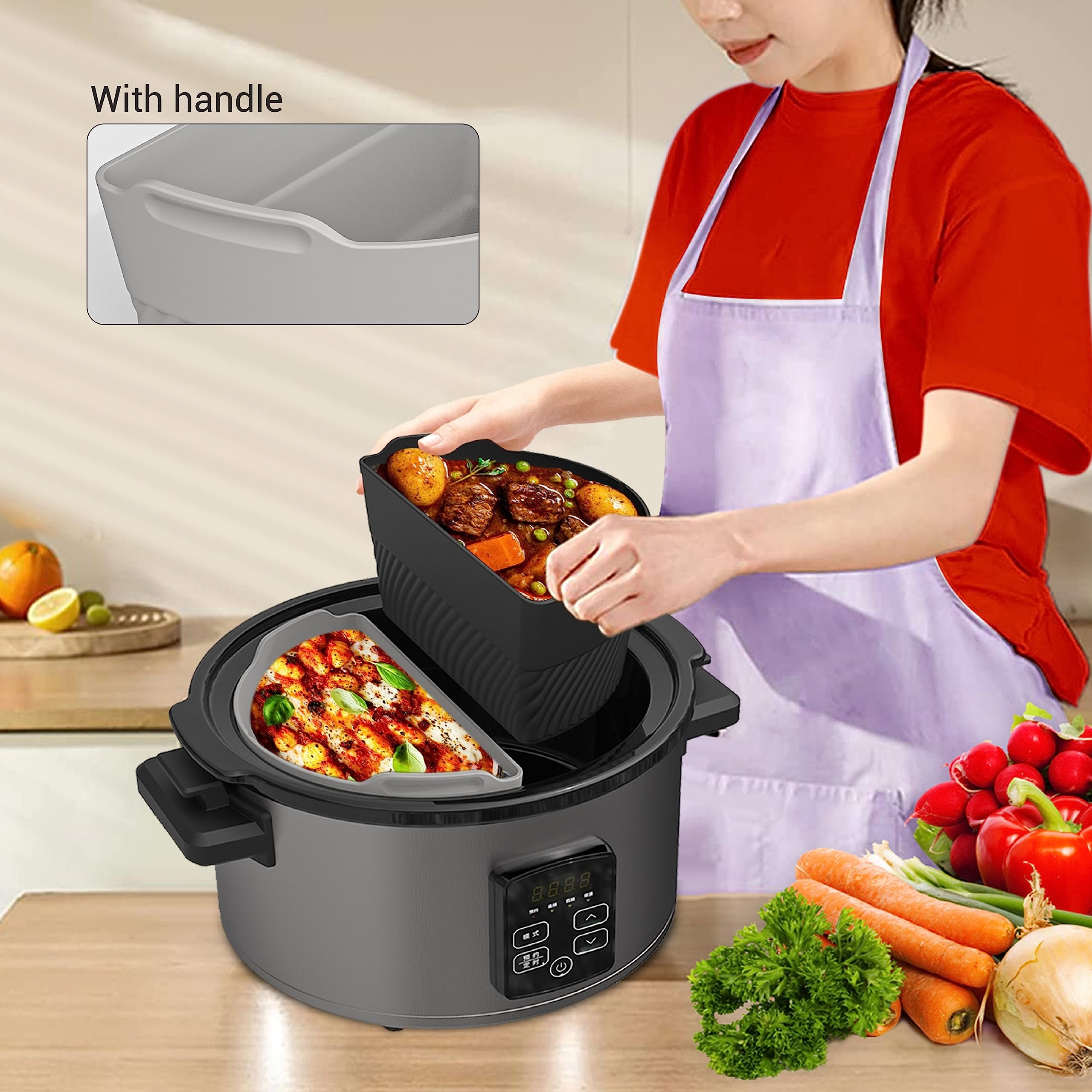 TAYDOIBAN crock-pot liner fits 6-8 qt pots with snug, leak-proof performance.