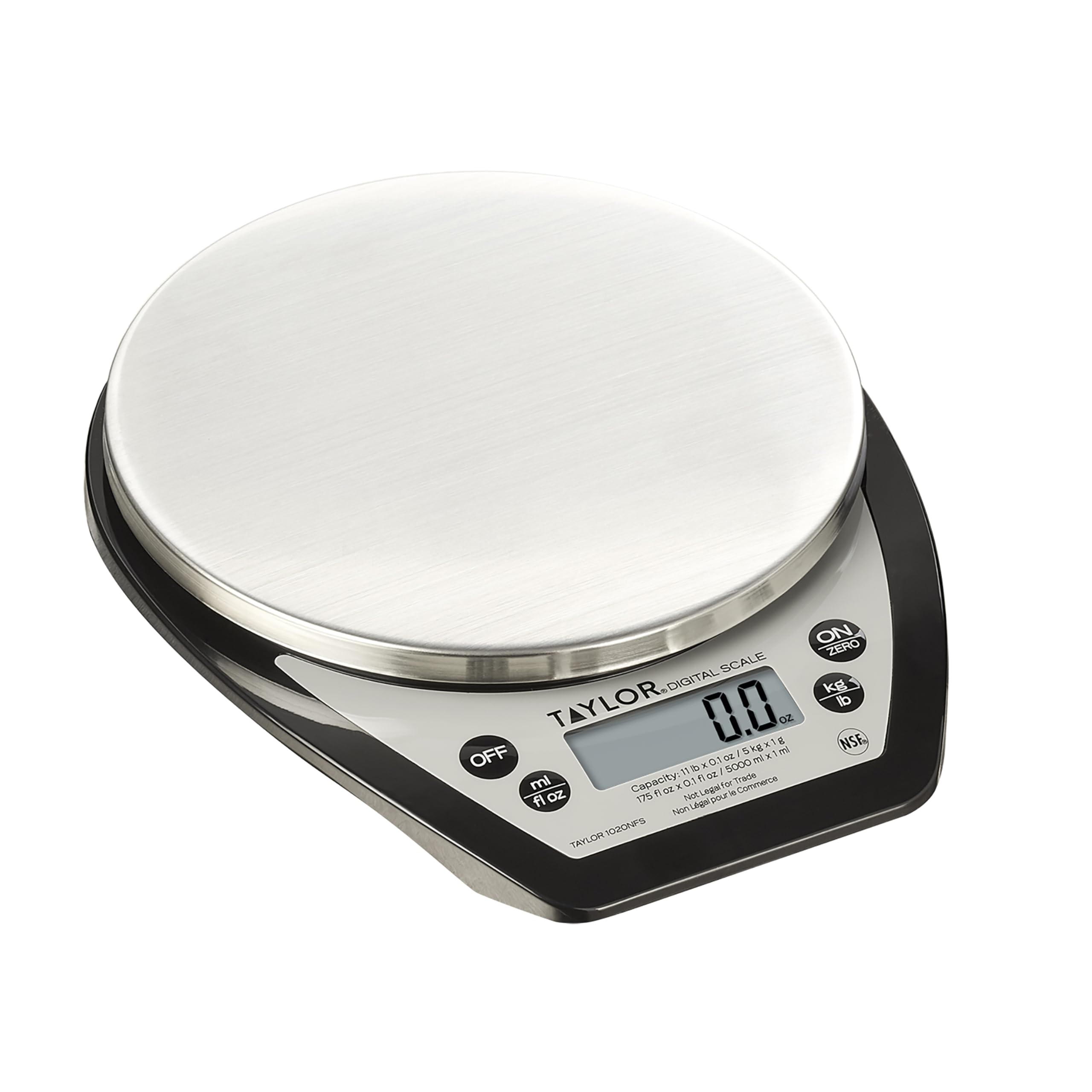 Taylor 1020NFS compact scale top view; space-saving kitchen essential.