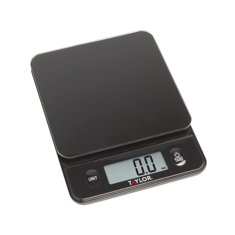 Taylor Black Glass Kitchen Scale adds a modern look to any counter