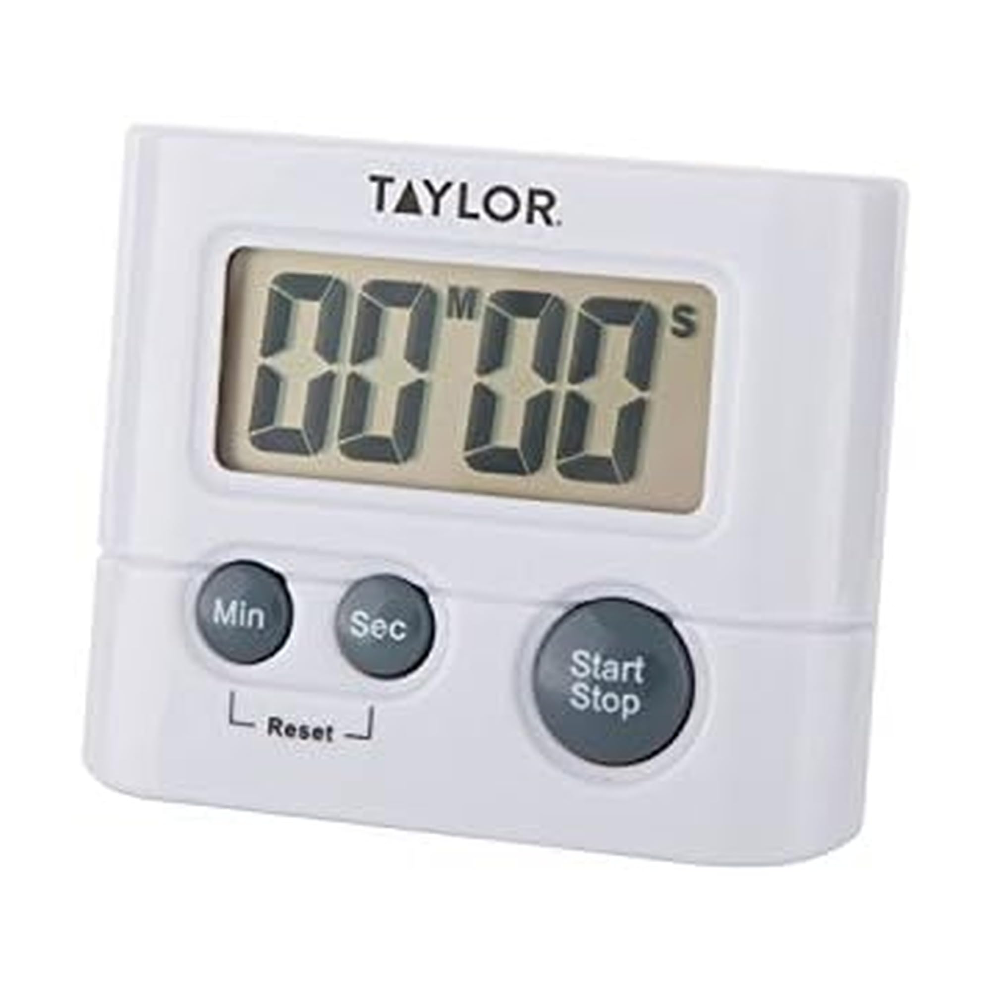 Taylor digital timer shows 99:59 display for precise kitchen timing and quick task management