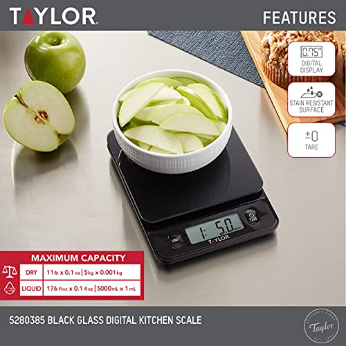 Taylor Glass Top Scale digital readout for easy weight reading during recipes