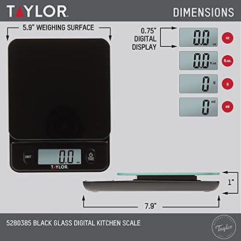 Taylor Glass Top Scale with touch controls for quick, hygienic operation