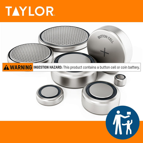 Taylor thermometer tip near food surface for quick, accurate readings.