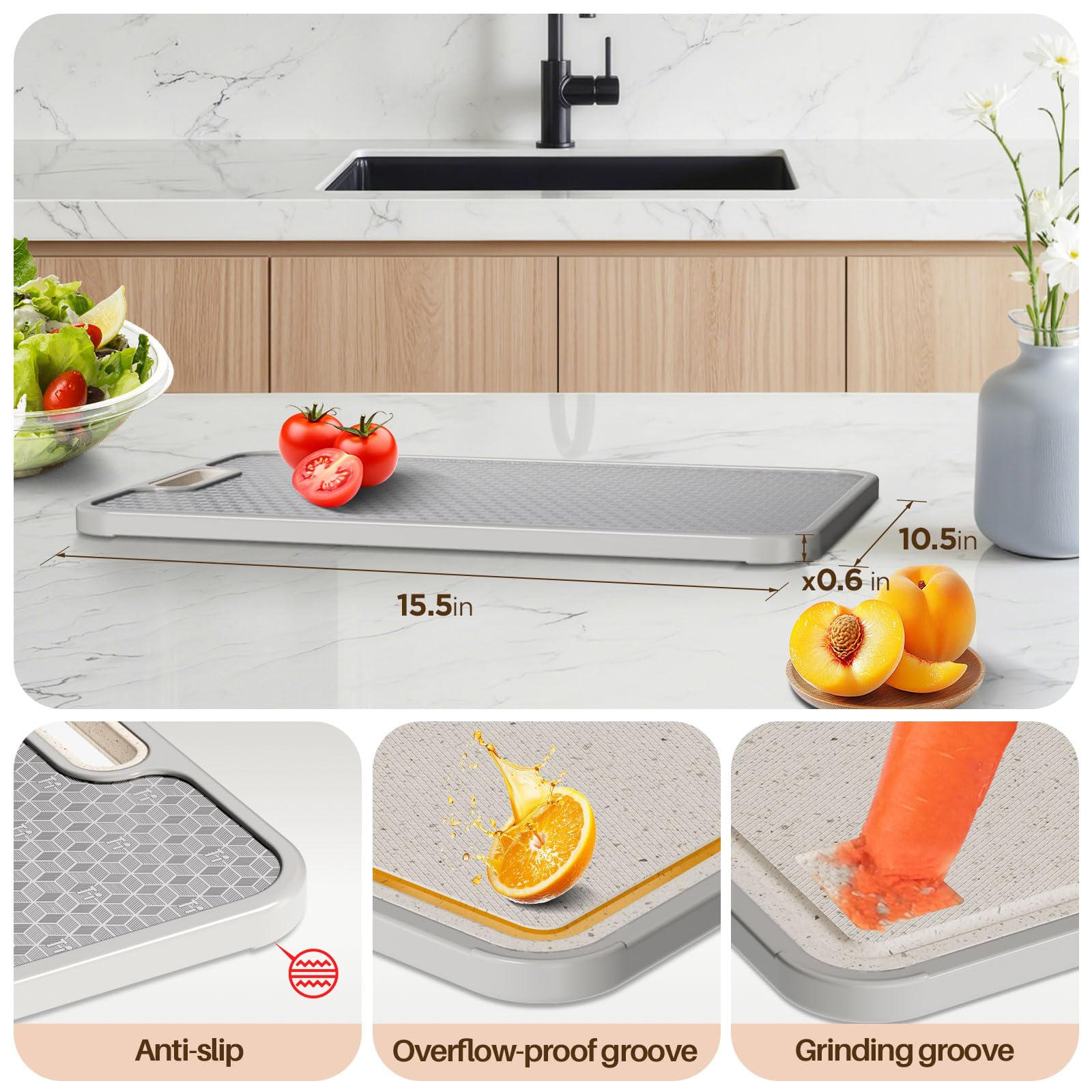 TBFWiCO durable dishwasher-safe cutting board resists warping and stains.