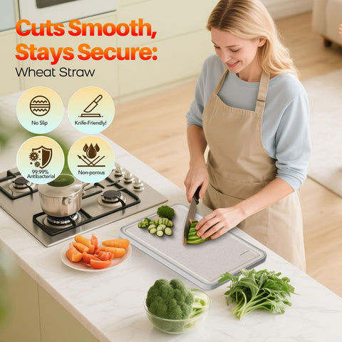 TBFWiCO knife-friendly surface protects blades during meal prep.