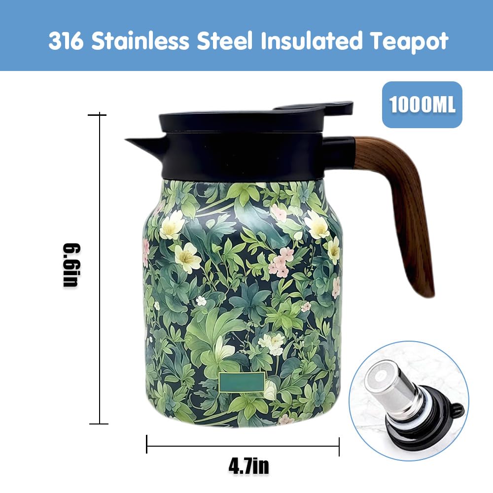 TBHAPY insulated carafe helps keep tea hot longer for enjoying
