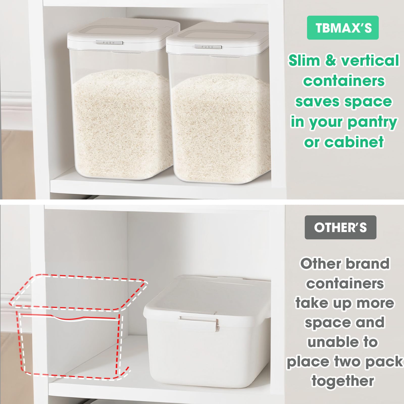 TBMax BPA-free material ensures safe, long-lasting dry food storage.