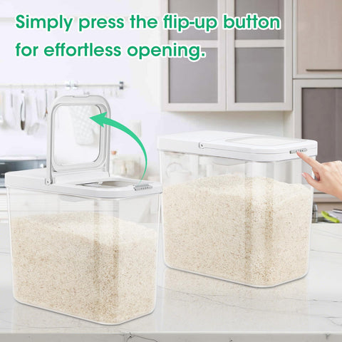 TBMax flip-up lid in action for quick scooping without mess.
