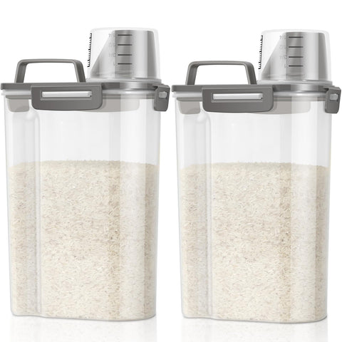TBMax rice container 5lb 2-pack with clear body for easy pantry visibility.