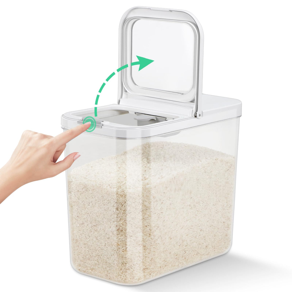 TBMax rice flour storage container in the pantry promotes organization and easy access.