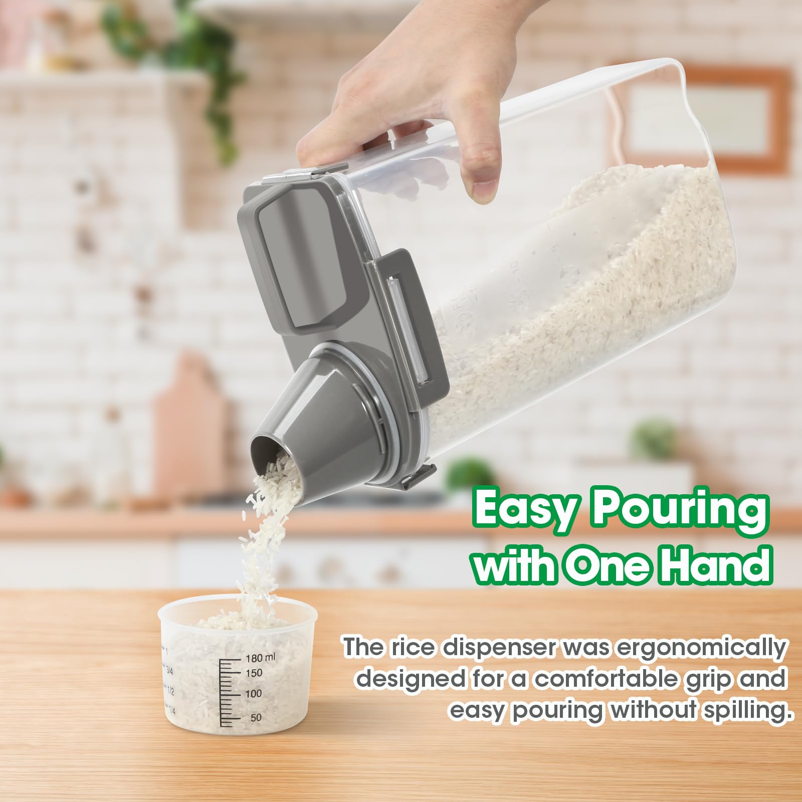 Includes a secure cup for quick measuring and portion control.
