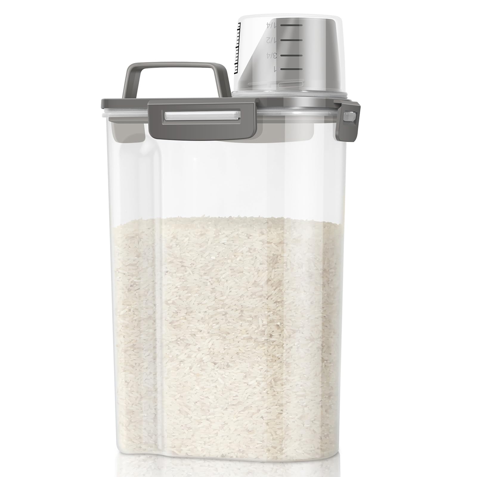 TBMax rice storage container with pour spout for mess-free dispensing in the kitchen.