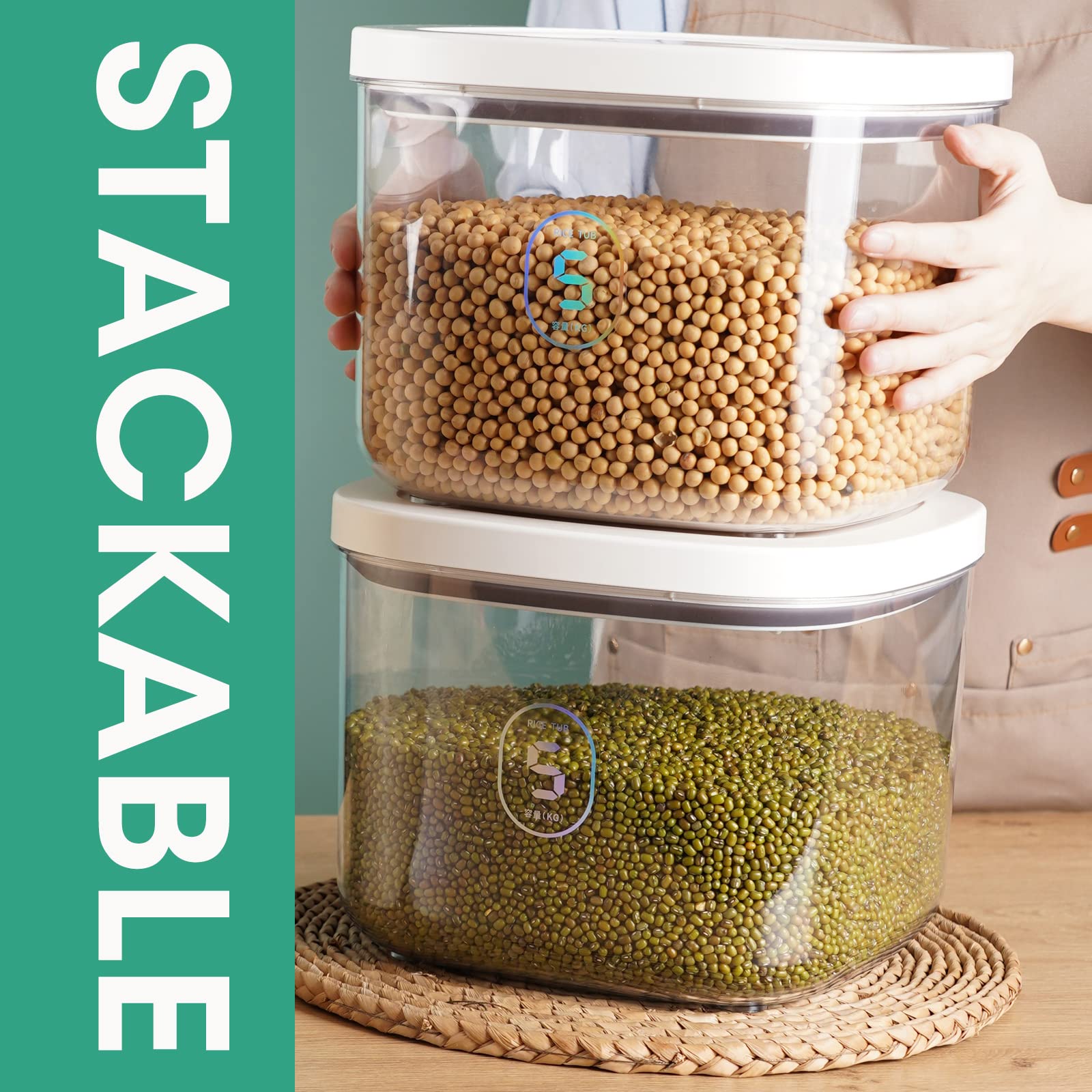 TBMAXS large-capacity flour and sugar container supports bulk kitchen storage