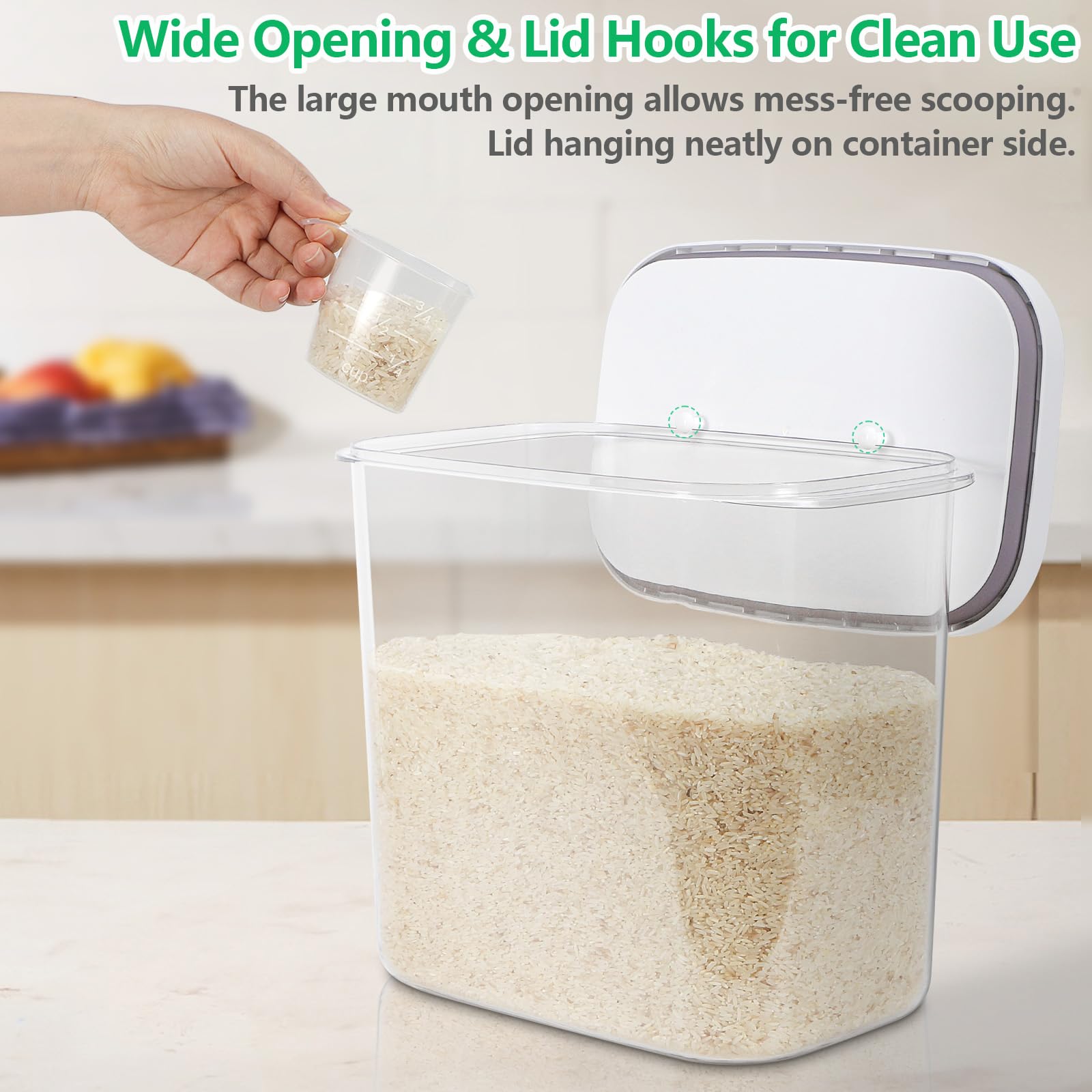 TBMAXS large flour and sugar bin with wide mouth simplifies scooping.
