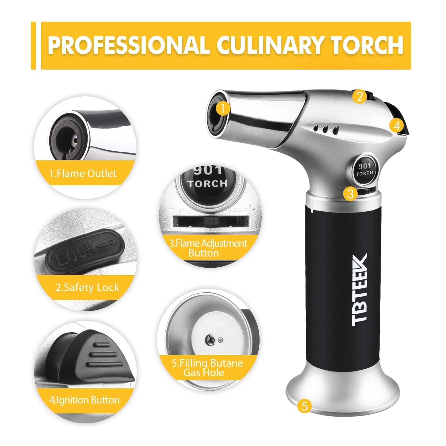 TBTeek torch refillable with adapters for various canisters