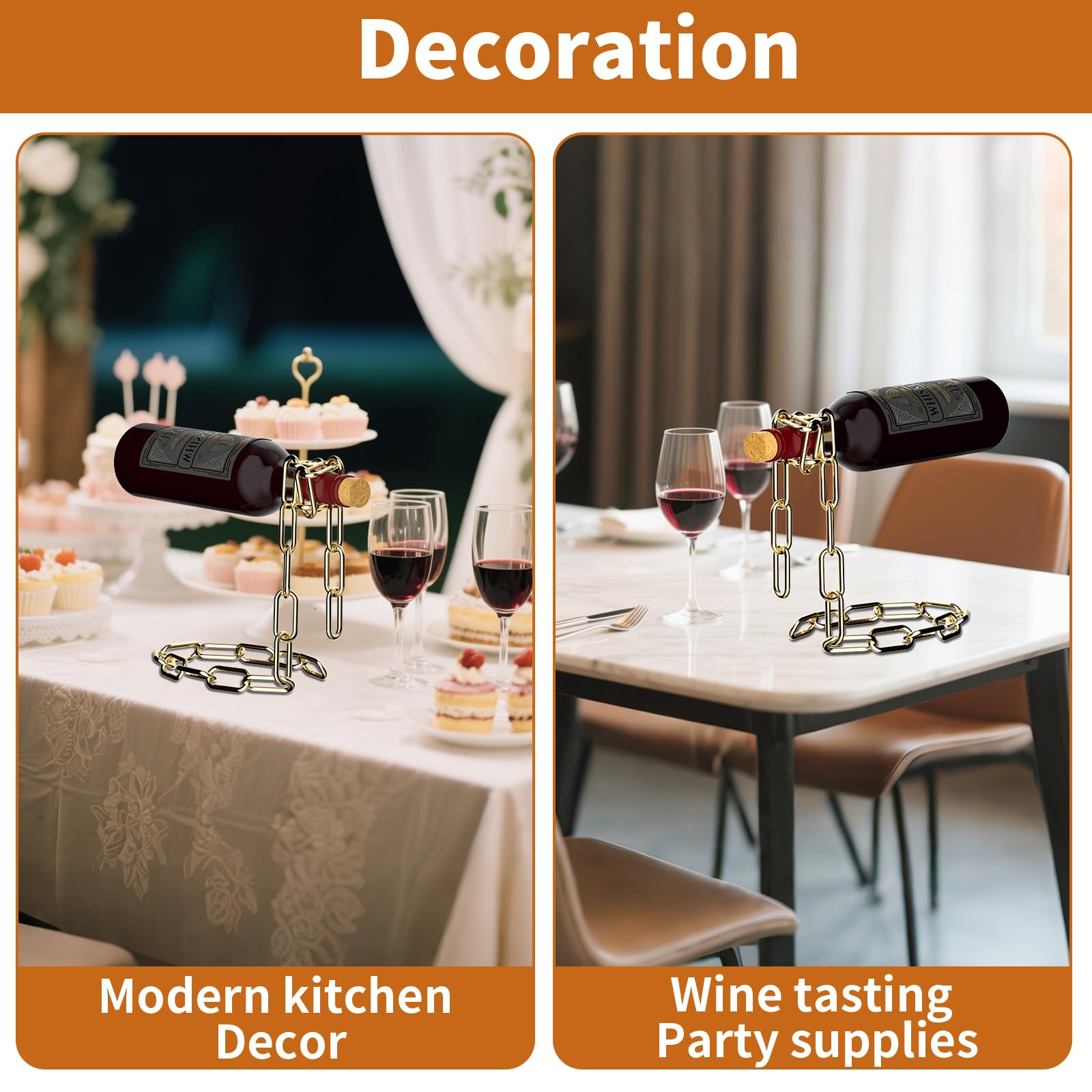 TBWHL durable wine holder with chain for stable, stylish display