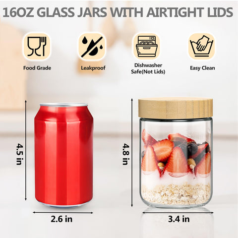 TBWIND wide-mouth glass jar perfect for overnight oats and layered yogurt