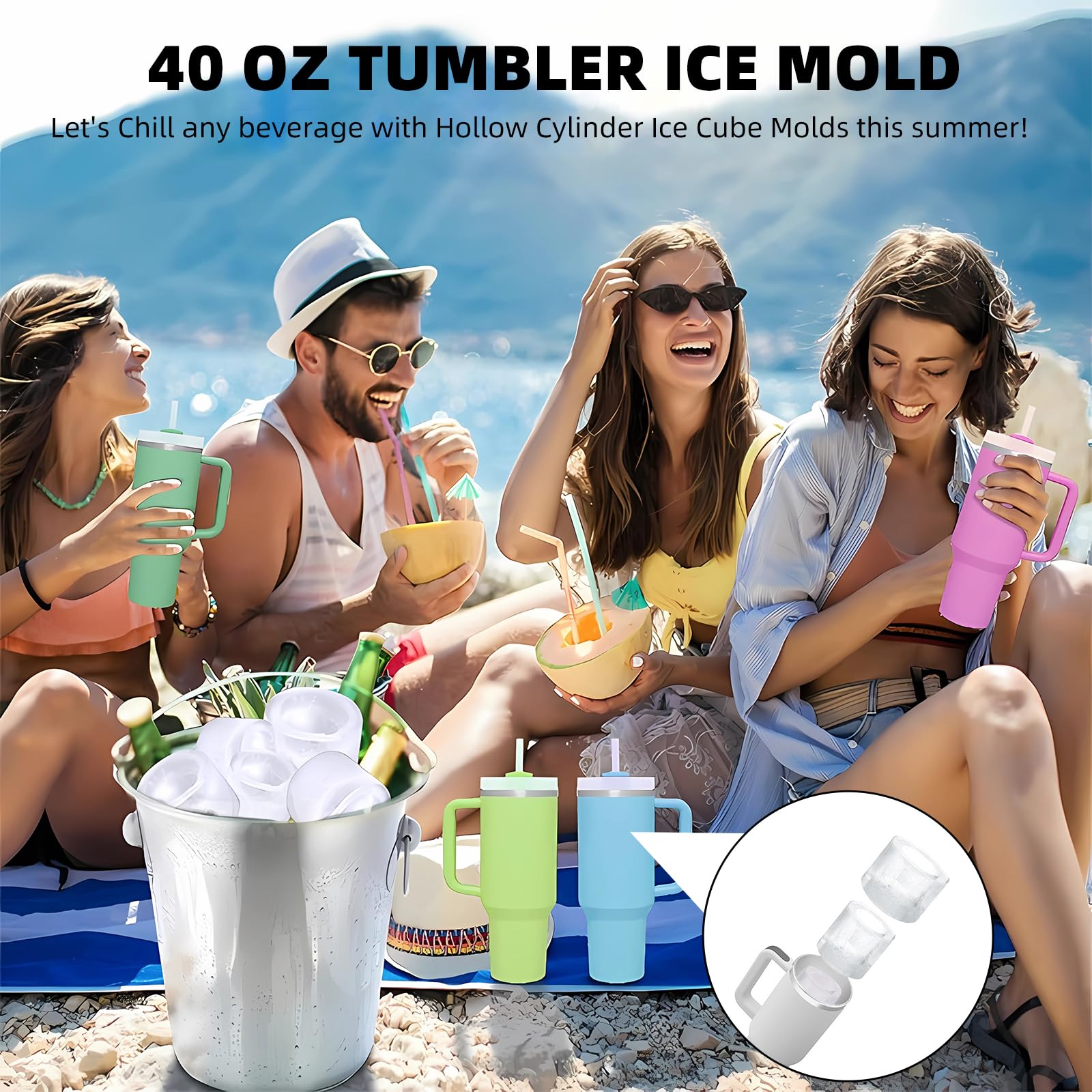 TCamp ice mold 40oz tumbler fit shows perfect size compatibility