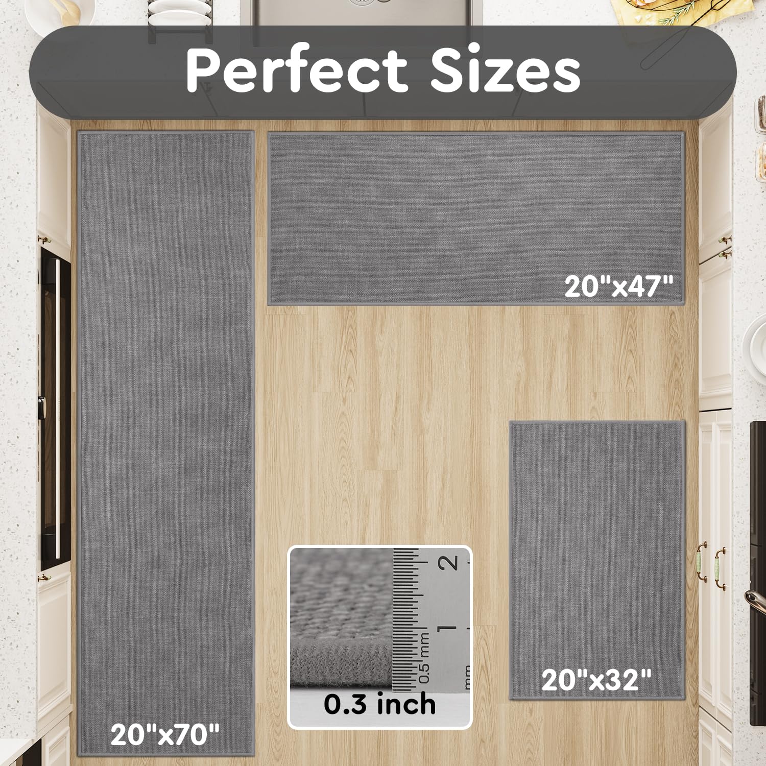 tchdio grey kitchen mat adds a calm, minimalist touch