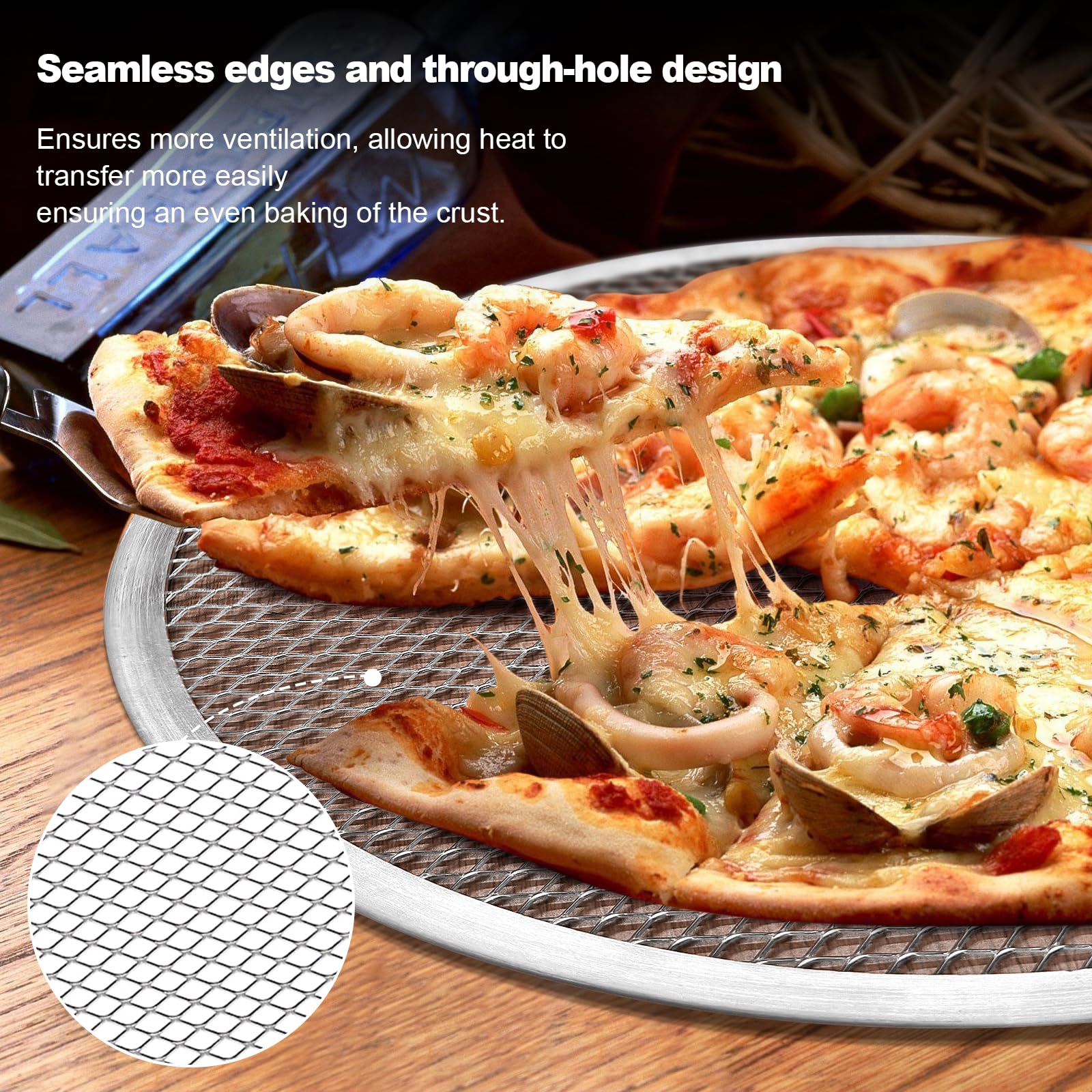tchrules 10inch pizza pan close-up shows nonstick coating for easy release