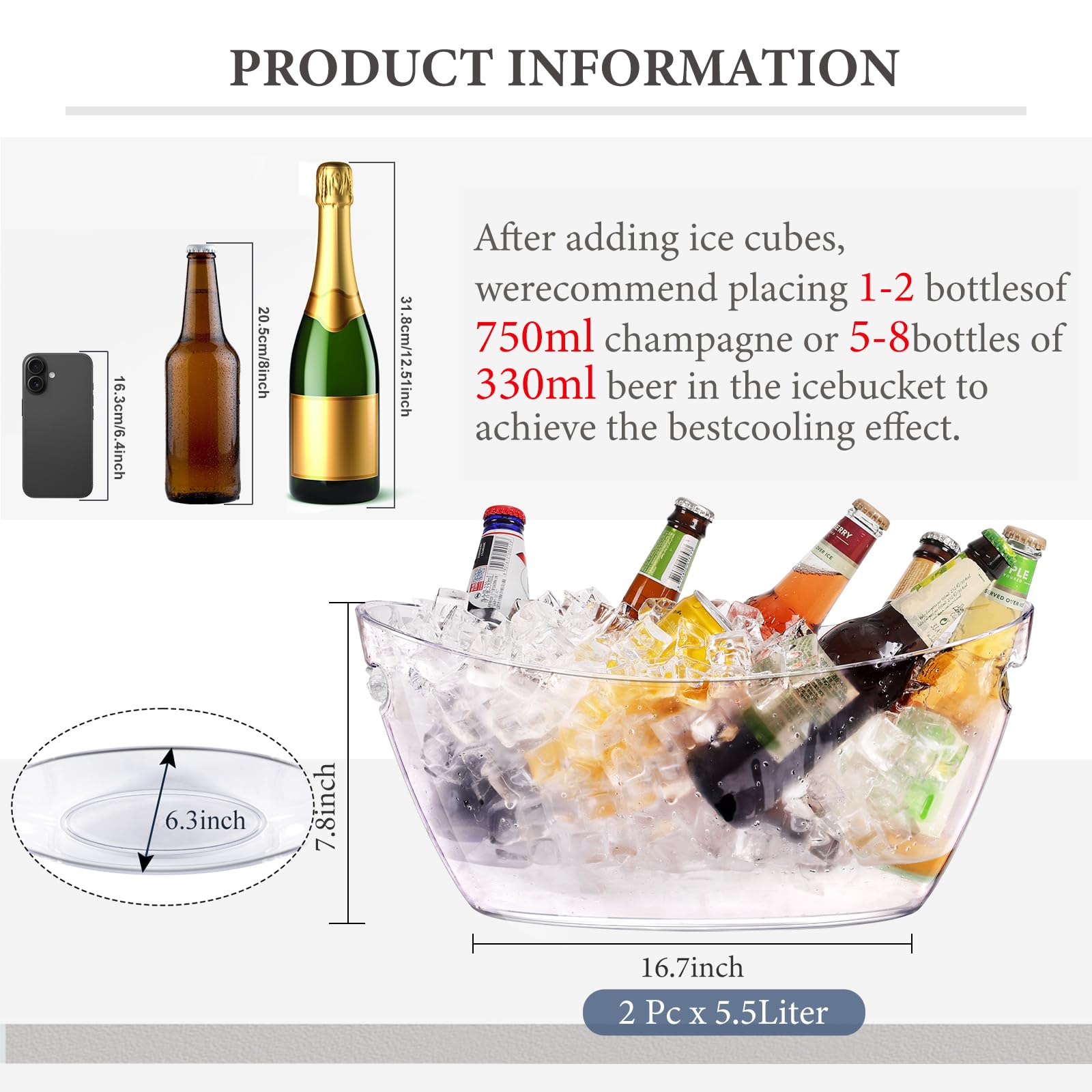 tchrules beer bucket with built-in handles, portable for effortless event service