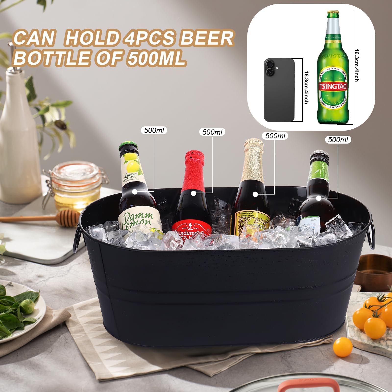 Tchrules galvanized tub top view showing capacity for drinks and ice