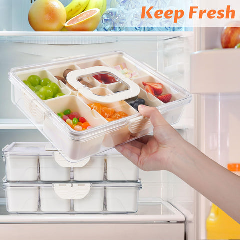 TCHZA Snackle Box clear organizer showing eight removable compartments