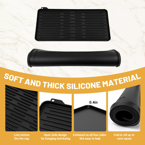 TCULOSD silicone coffee bar mat supports hot cups and accessories with a resilient surface.