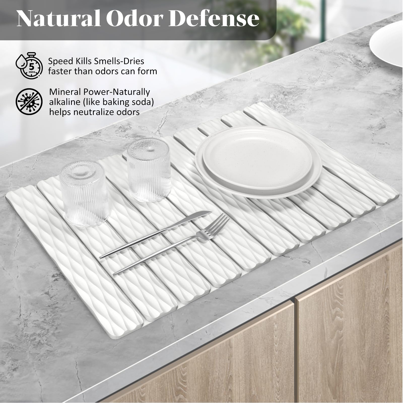 tdcokhe diatomaceous-earth mat absorbent close-up highlights fast moisture uptake
