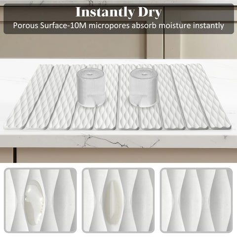 tdcokhe kitchen-counter drying mat in use to air-dry cups and utensils