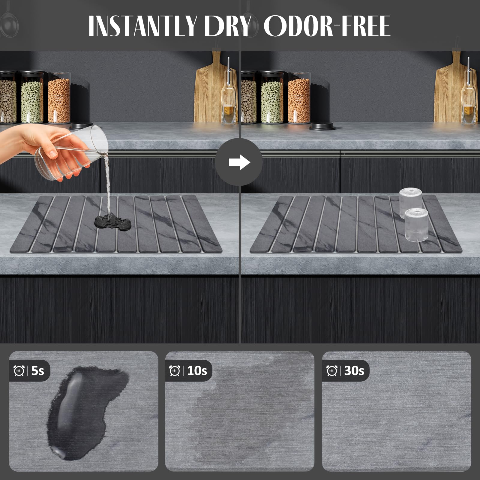 tdcokhe marble drying mat folds flat for compact kitchen storage