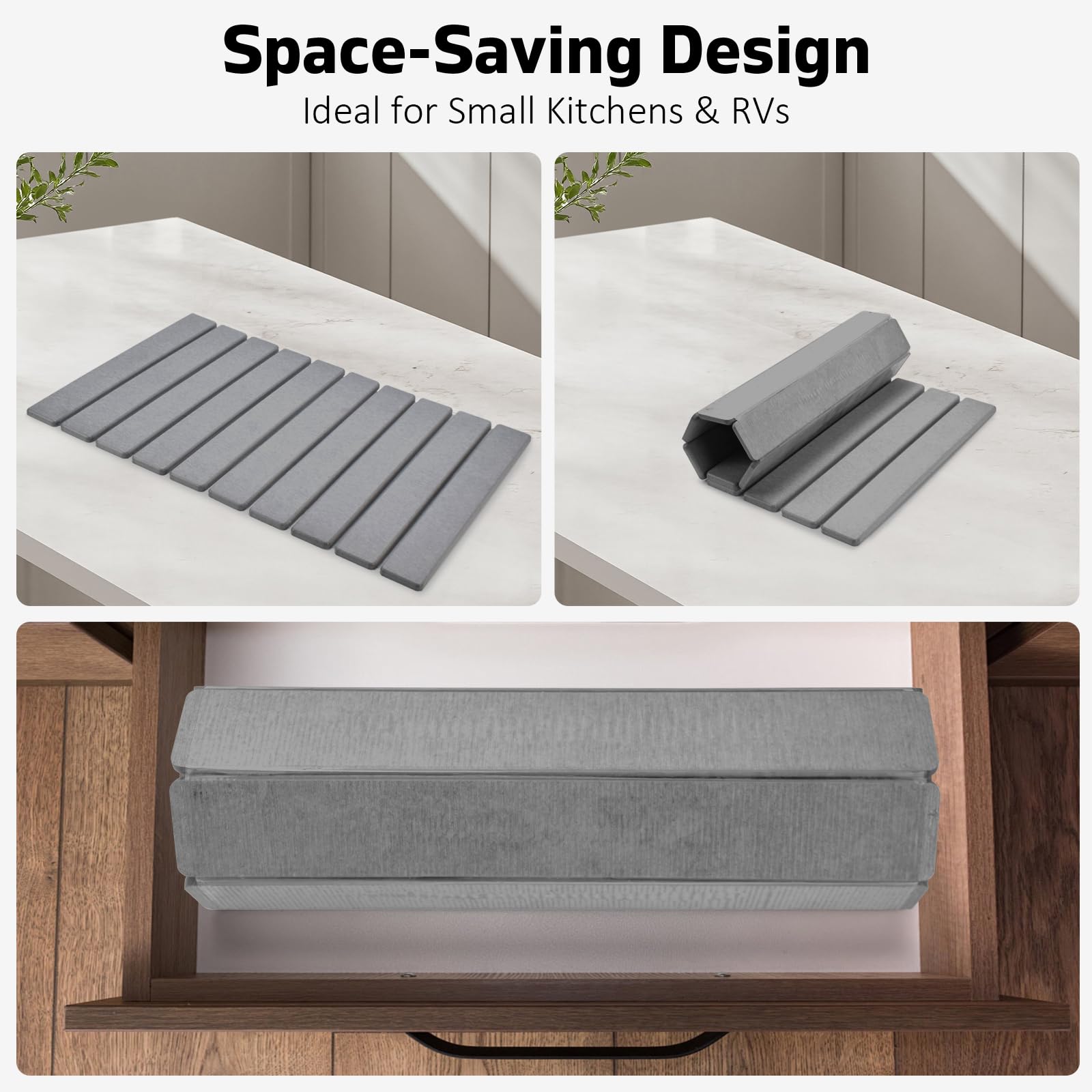 tdcokhe stone drying mat in use with cups and bottles