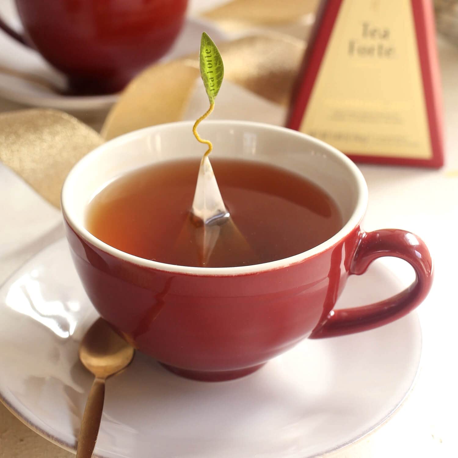Pyramid infuser ready for flavorful, balanced infusion with Tea Forte