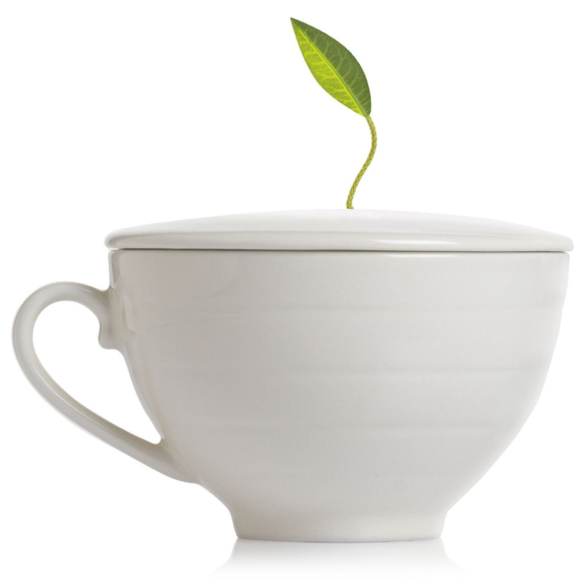 Tea Forte Cafe Cup white porcelain with lid for a refined tea service.