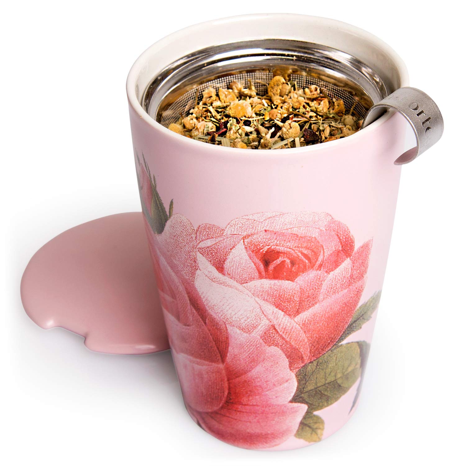 Tea Forte Kati Cup lid and steeping scene illustrating heat preservation