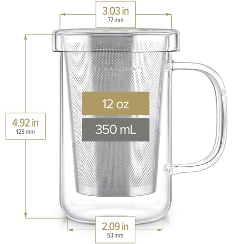 Teabloom 12-ounce mug is perfect for tea, coffee, or water