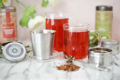 Teabloom glass lid doubles as a dish to keep counters tidy during steeping