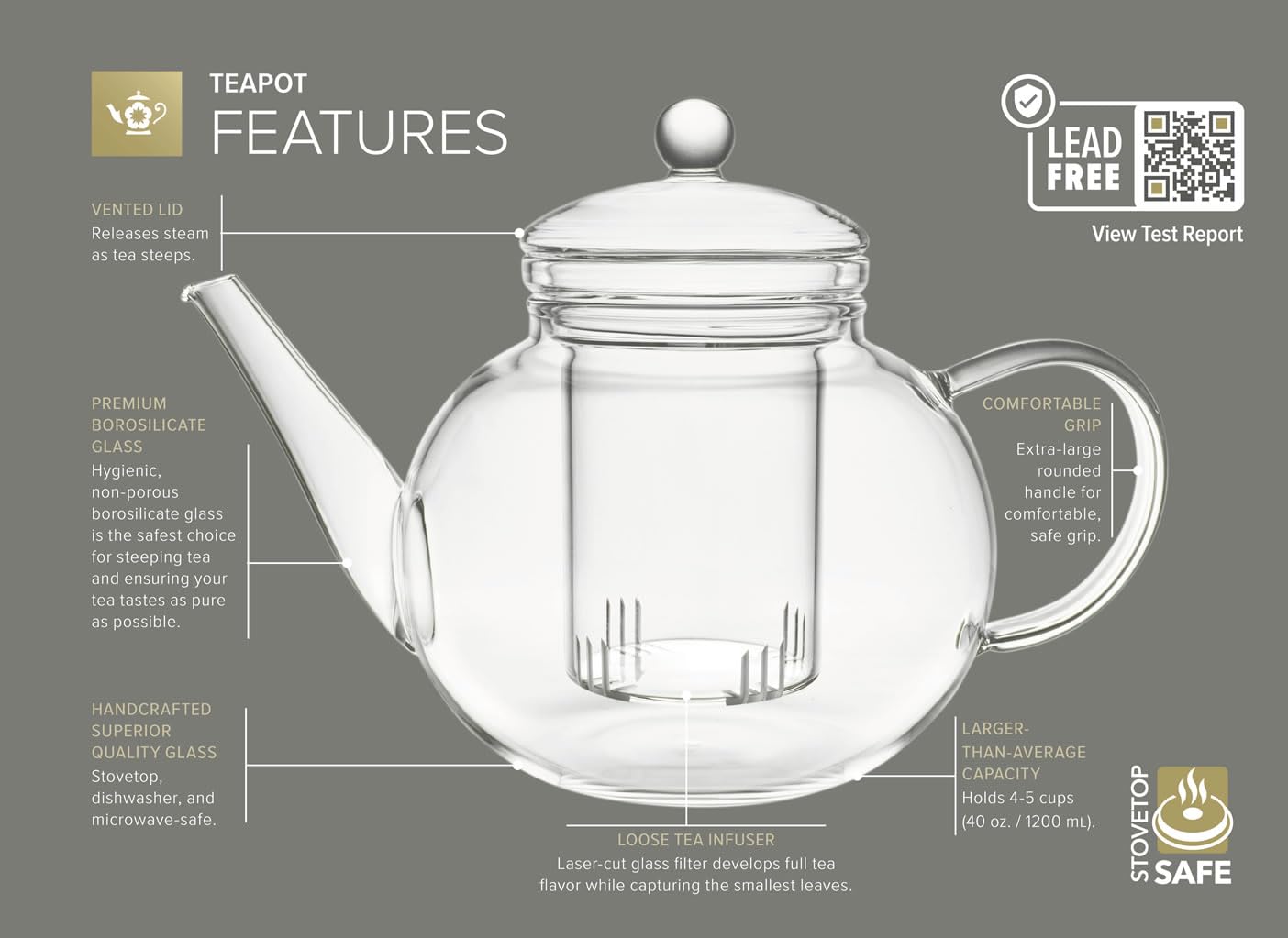 Teabloom glass tea warmer showcases warm candlelight for cozy service