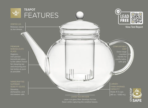 Teabloom glass tea warmer showcases warm candlelight for cozy service