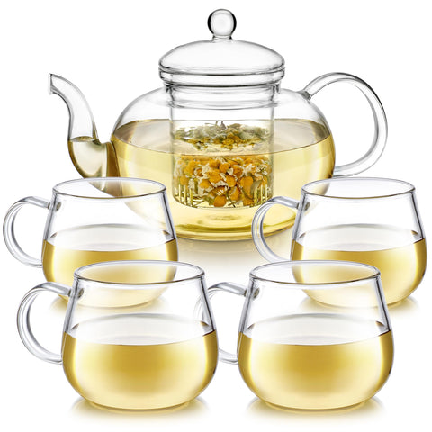 Teabloom heatproof glass teapot with removable infuser for flavorful brews