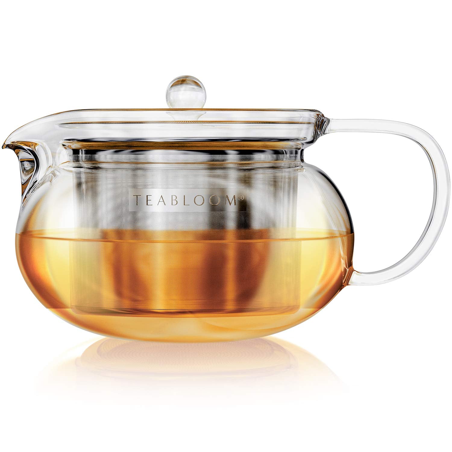 Teabloom Kyoto glass kettle and infuser enables blooming tea brewing.