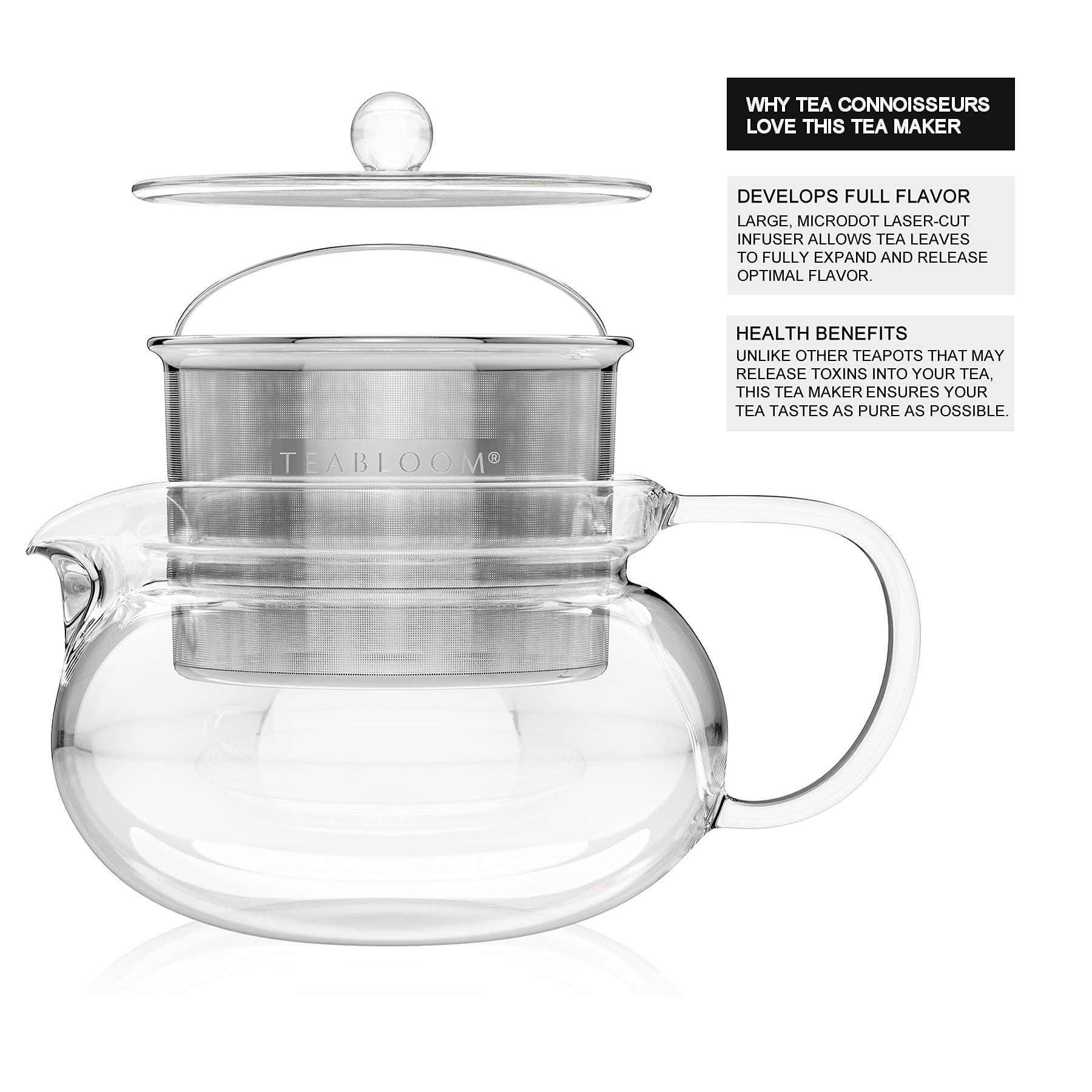Teabloom Kyoto wide opening simplifies cleaning and dishwasher use.