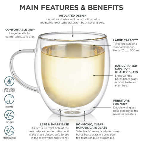 Teabloom mug with comfort grip handle for a safe, ergonomic hold