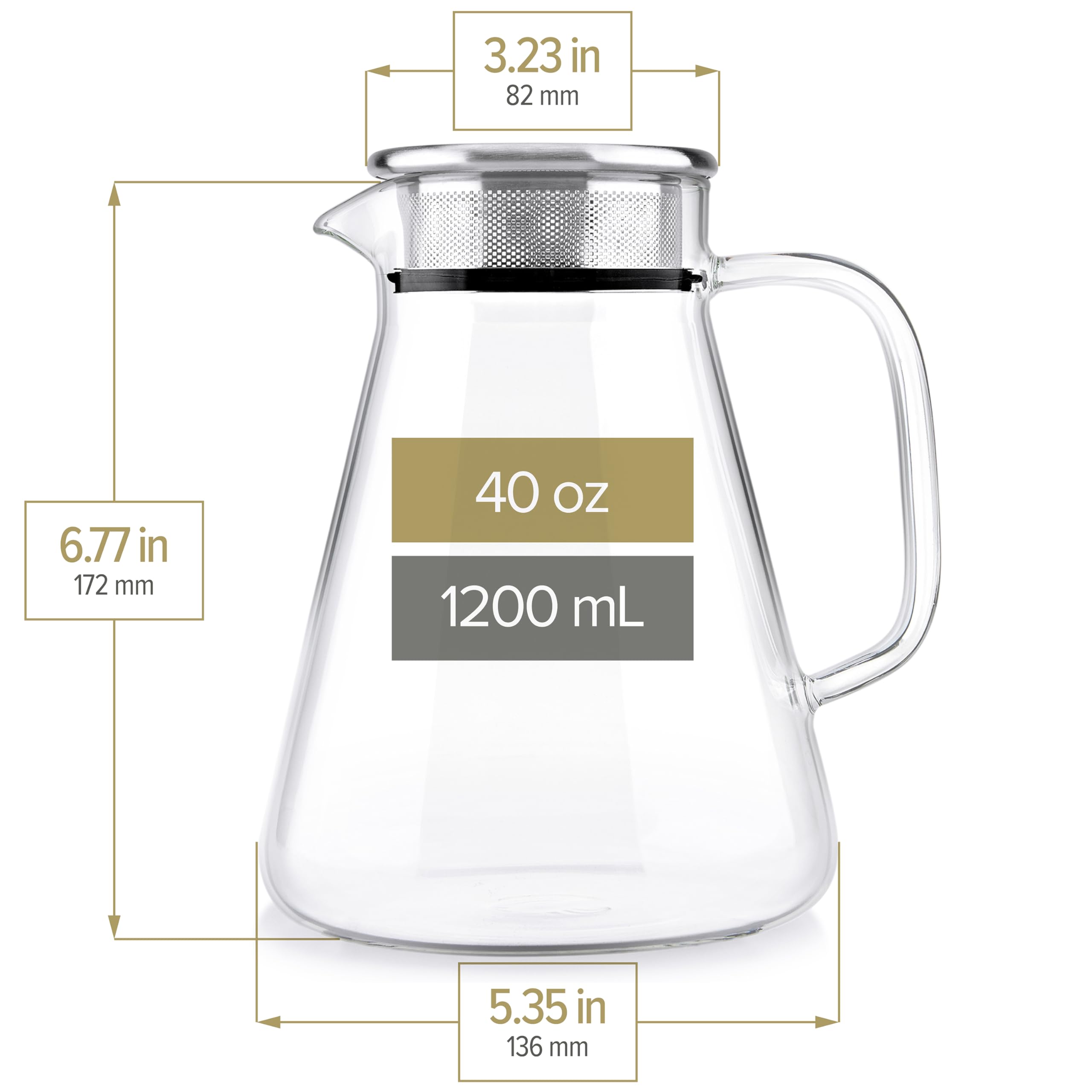 Teabloom glass body shows tea color with clarity.