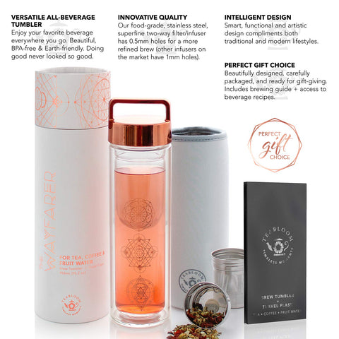 Teabloom Wayfarer rose-gold detail adds subtle elegance to daily use.