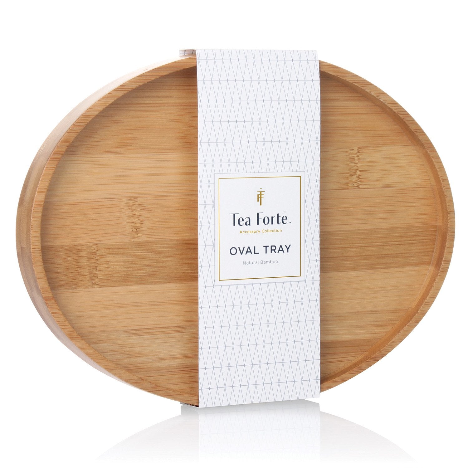 Tea Forte bamboo small oval serving tray ideal for tea, coffee, and snacks.