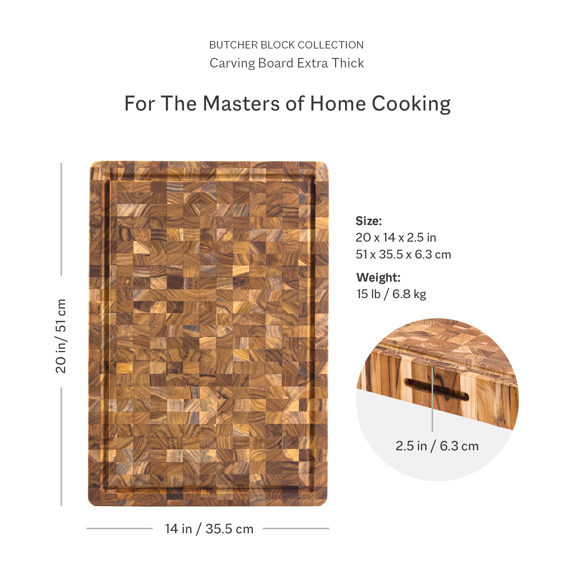 Teakhaus reversible carving board laid flat for versatile prep